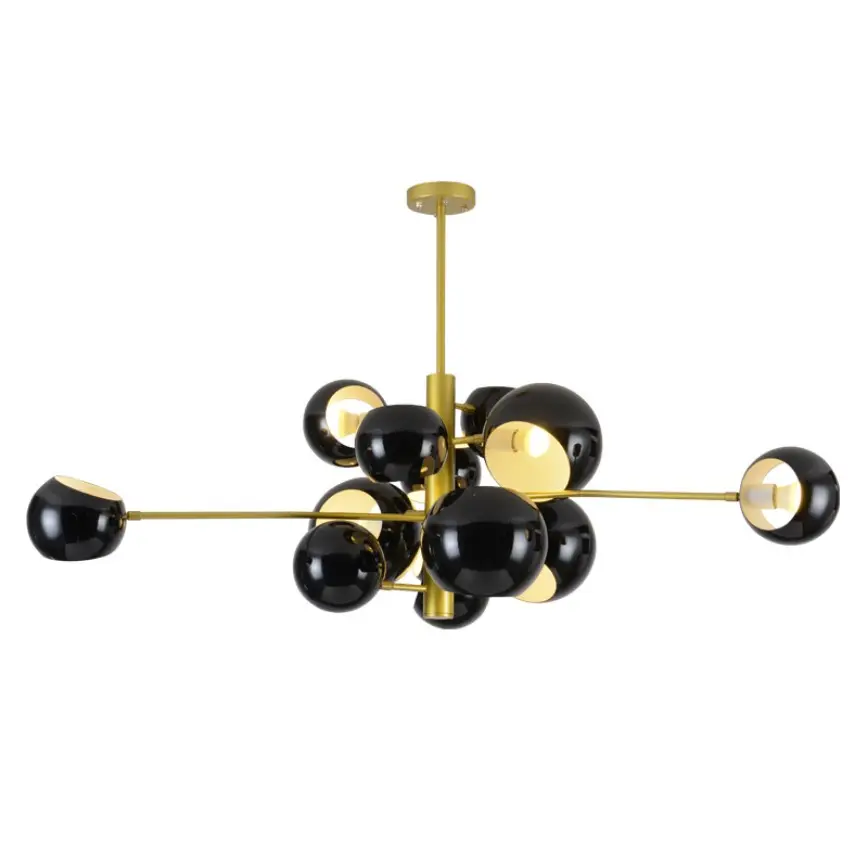 Wholesale cheap modern metal pendant light Italian art hanging lamp living room kitchen decorative black gold luxury chandelier