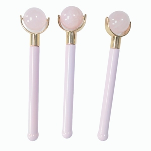Rodillo facial de jade de cuarzo rosa 100% natural de una sola cabeza - Product Image 2