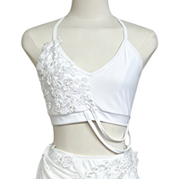 Ensemble de robe de danse lyrique pour filles G024, haut à bretelles orné de dentelle faite à la main et de perles, jupe en tulle, costume de performance contemporaine