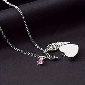 Cuore in acciaio inossidabile urna ossa cenere cremazione memoria ciondolo collana per animali domestici - Product Image 3