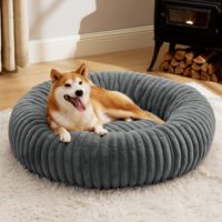 Neues Fell-Donut-Hundebett Luxuriöses Komfortables Rundes Hundebett Waschbare Katzenmatte Warmes Haustierkissen