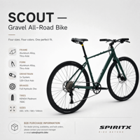 SpiritX Scout S10 Lite Aluminiumlegierung Stahlrahmen Gravel- & Rennrad 700C Steckachse 10-Gang Scheibenbremse Flatbar-Lenker