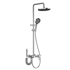 Electroplated Mirror Finish Shower Head Set Round Wall Mounted Rain Shower With Hot And Cold Control - Product Image 2