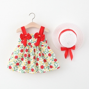 Vêtements d'été pour enfants très demandés, robes pour bébés filles avec chapeau - Product Image 2
