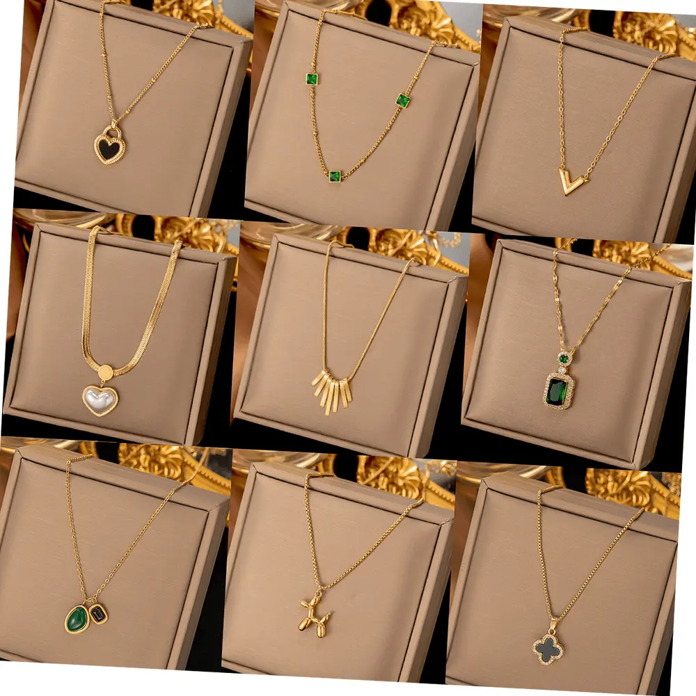 MARONEW Custom Wholesale Trend Fashionable Made Stainless Steel 18k Gold plated Necklaces copper Jewelry Women Bulk Mix Lot