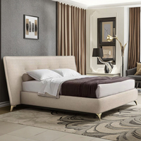 Lovein Luxuriöses Italienisches Stoffbettgestell mit Hohem Kopfteil, Moderne Schlafzimmermöbel für Hotels, Weiches Verwandelbares Bett, 1 Jahr Garantie