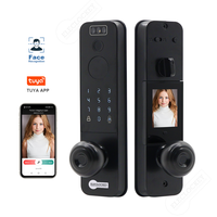 Serrure de porte intelligente à reconnaissance faciale noire, empreinte digitale, mot de passe, carte IC, application Tuya pour porte de chambre