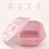 Conteneur alimentaire pliable en silicone de 1000 ml, boîte à lunch pliable, bol pliable avec couvercle pour le camping et les voyages