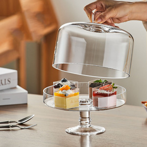 Supporto per <span class=keywords><strong>torta</strong></span> in vetro a gamba alta in stile europeo piatto per sciocchezze copertura per <span class=keywords><strong>torta</strong></span> con coperchio per Buffet - Product Image 4