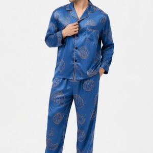 Pijamas de Alta Calidad para <span class=keywords><strong>Hombre</strong></span>, Primavera y Otoño, Manga Larga, Satén, Ropa de Dormir Fresca para Verano, Ropa de Casa, Talla Grande - Product Image 2