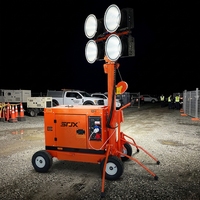 Tour d'éclairage mobile portable économique et durable de 5,5 m avec LED 4x300W-1000W, alimentation essence/diesel, faible coût d'entretien, garantie 1 an