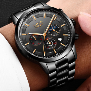 <span class=keywords><strong>LIGE</strong></span> 9877 Hombres New Moon Phase 3 Dial Relojes de cuarzo Moda Multifunción Cronógrafo impermeable con calendario <span class=keywords><strong>Reloj</strong></span> para <span class=keywords><strong>hombre</strong></span> - Product Image 5