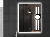 Miroir de salle de bain LED sans cadre, rectangulaire, lumineux, tactile, pour salle de bain, miroir mural de salle de bain, ensemble de miroirs de salle de bain