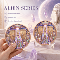 Pièce de monnaie interstellaire en cuivre pur 999 de 1 oz, 3D en relief, colorée UV, effet proof-like, Voyageur Galactique, Artisanat Métallique Artistique