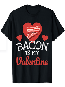 T-shirt Bacon Is My Valentine da uomo, girocollo, design a cuore con bacon, tessuto morbido al 100%, S-XXXL, abbigliamento casual - Product Image 1