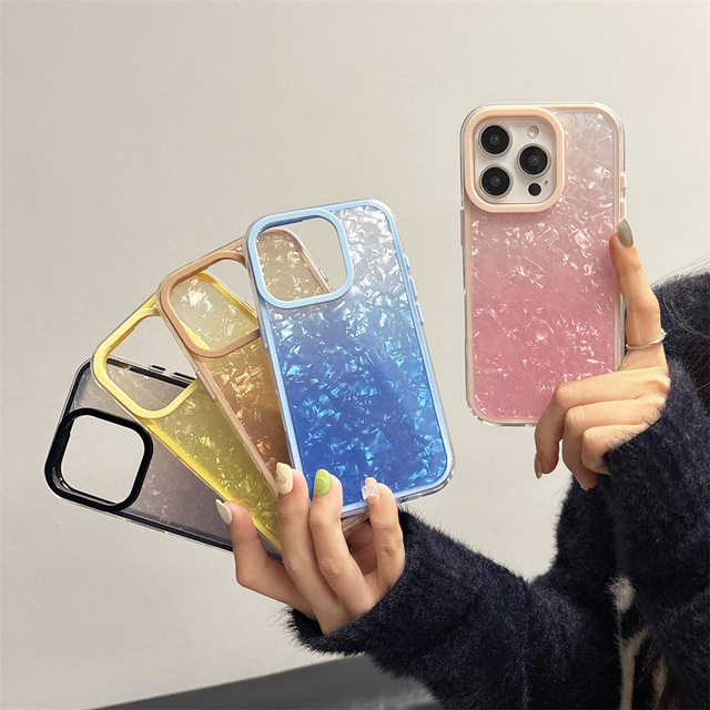 Gradient Glitter 3 in 1 Phone Case for Apple iPhone 11 12 13 14 15 16 Pro Max Fashion Girl Cover