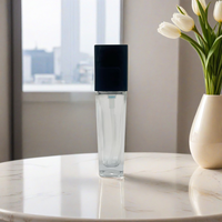 Flacon en verre rectangulaire transparent de 30 ml avec pulvérisateur à pompe et diffuseur à bâtonnets pour émulsions capillaires, fond de teint et parfums