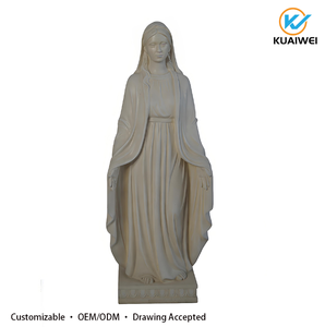 Statue de la Vierge Marie en résine, aspect marbre blanc, faite à la main, décoration religieuse catholique pour jardin. - Product Image 3