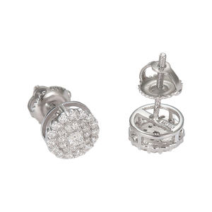 Brincos de Moissanite de Luxo VVS em Prata Esterlina 925 com Halo de Diamante Cultivado em Laboratório e Fecho Rosqueado - Product Image 1