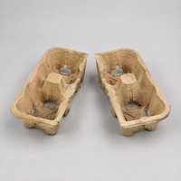 Support à 2 gobelets en fibre moulée, déchirable, pour 4 à 2 boissons, pour vente en gros, biodégradable, empilable, plateau porte-gobelets à emporter