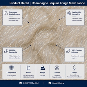 Conception de gland brodé d'or classique 100% P <span class=keywords><strong>tissu</strong></span> de broderie de maille de paillettes pour les robes - Product Image 3