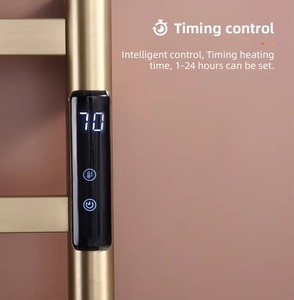 Toalleros de baño negros inteligentes montados en la pared, <span class=keywords><strong>toallero</strong></span> eléctrico, estante secador calentado para baño con diseño de termostato dorado - Product Image 5