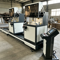 Sierra de corte CNC de doble cabezal totalmente cerrada, sierra ingletadora de precisión multiángulo para fábrica de perfiles de aluminio