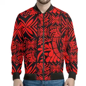 Wholesale Factory Outlet Custom Made Windbreaker Jacket Custom Logo Coat For Men Polynesian Flowers Design Fashion Winter Coats