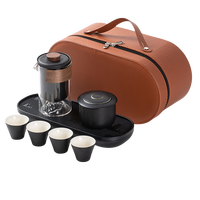 Tasse portable créative en céramique, théière avec 4 tasses service à thé de voyage pour le camping en plein air coffret cadeau pour thé de voyage
