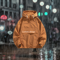 Veste Anorak Coupe-Vent Homme OEM à Demi-Fermeture Éclair avec Capuche Imperméable Vierge Personnalisable pour Course, Blouson en Nylon
