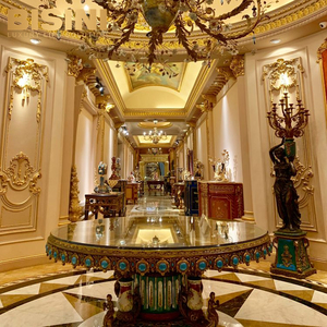 Glamour stile <span class=keywords><strong>barocco</strong></span> francese palazzo reale dipinto a mano porcellana rame angelo piedistallo blu agata intarsio <span class=keywords><strong>tavolo</strong></span> da pranzo <span class=keywords><strong>rotondo</strong></span> - Product Image 1