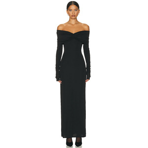 <span class=keywords><strong>Robe</strong></span> longue de soirée élégante pour <span class=keywords><strong>femme</strong></span>, style bustier, manches longues, froncée, moulante, idéale pour les fêtes et mariages - Vente en gros - Product Image 3