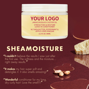 Tratamiento sin Enjuague de Hoja de Ricino Negro Jamaicano 340ml, Marca Privada OEM, Fortalece, Repara, Sin Frizz, Vegano - Product Image 2