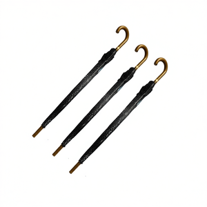 MNJ Umbrella Black Mesh Design Gold Hook Handle 12Pcs Pack - Product Image 1