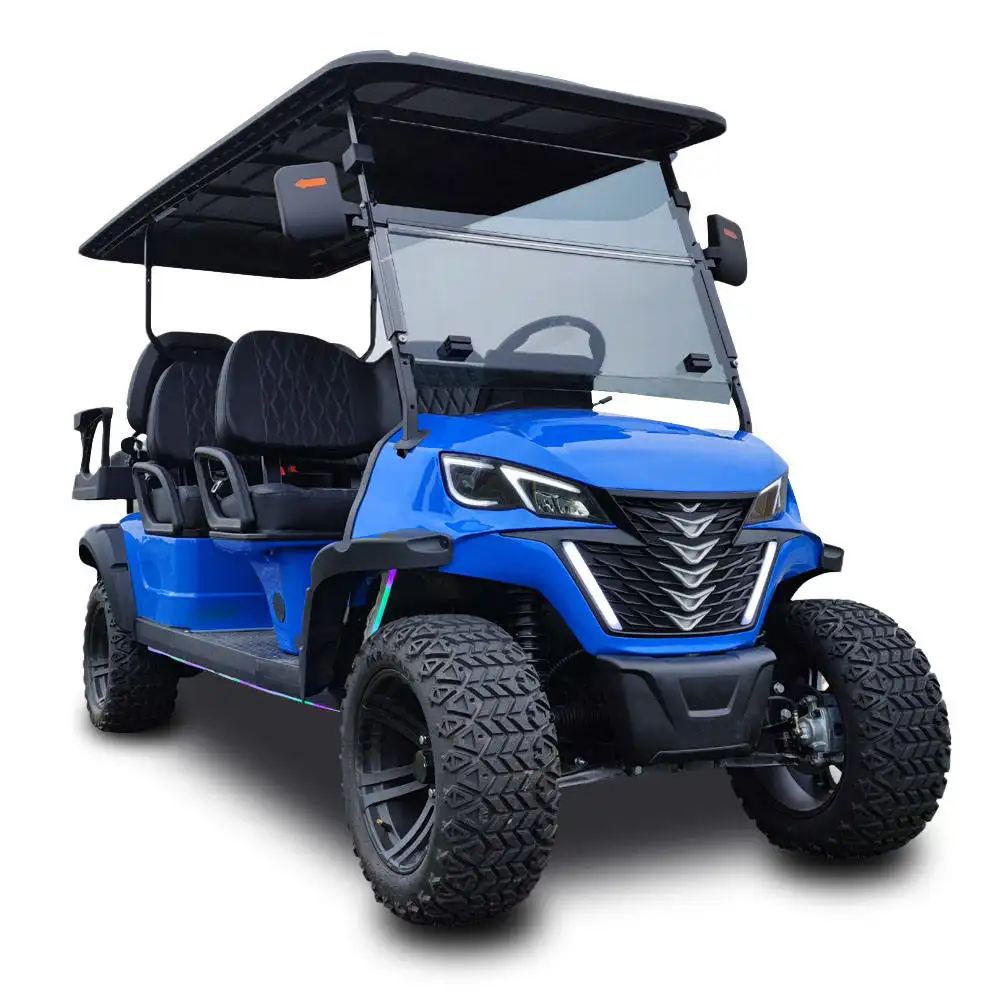 72V Electric Go Kart 5 Passengers Golf Cart Rear 6 Seats 7kw Lithium Off Road Golf Cart Hunting Golf Buggy