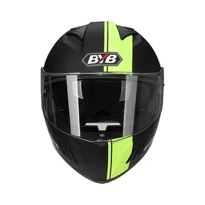 BYB/168モーターサイクルヘルメットBYBフルフェイスヘルメットブラック & イエロークールモーターレディースヘルメット