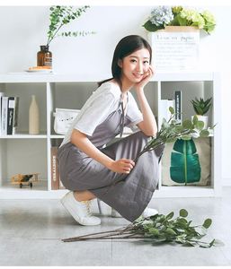Tablier de cuisine en lin de qualité supérieure, nouveau style coréen et japonais, robuste, longueur intégrale, uni, pour le nettoyage - Product Image 3
