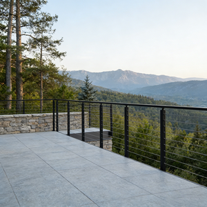 مجموعة درابزين من الفولاذ المقاوم للصدأ للشرفات والسلالم الخارجية - درابزين قابل للتعديل بحبل سلكي مقاوم للماء والصدأ للتركيب الذاتي - Product Image 6