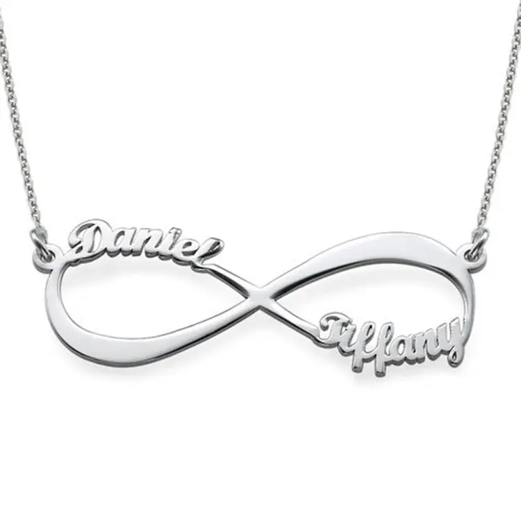 Dropshipping High Quality Personalized Cut Out Real S925 Custom Infinity Pendant Name Necklace