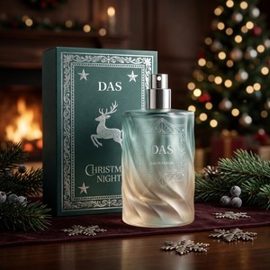 Flacon de parfum en verre transparent de 50 ml, vide, rechargeable, avec atomiseur, bouchon vert, pompe dorée, cadeau de Noël, gravure possible - Product Image 3