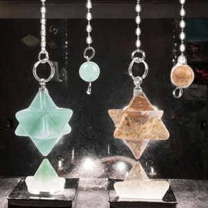 Pendule en cristal de lapis-lazuli naturel <span class=keywords><strong>CSJA</strong></span> Wicca Chakra Reiki, style mascotte Merkabah, cristal de radiesthésie artisanal - Product Image 3