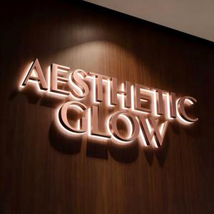 Custom Business LED Backlit 3D <b>Logo</b> Sign Acrylic Stainless Steel for Shopfront Decoration Illuminated <b>Wall</b> Light Free Design - Product Image 3