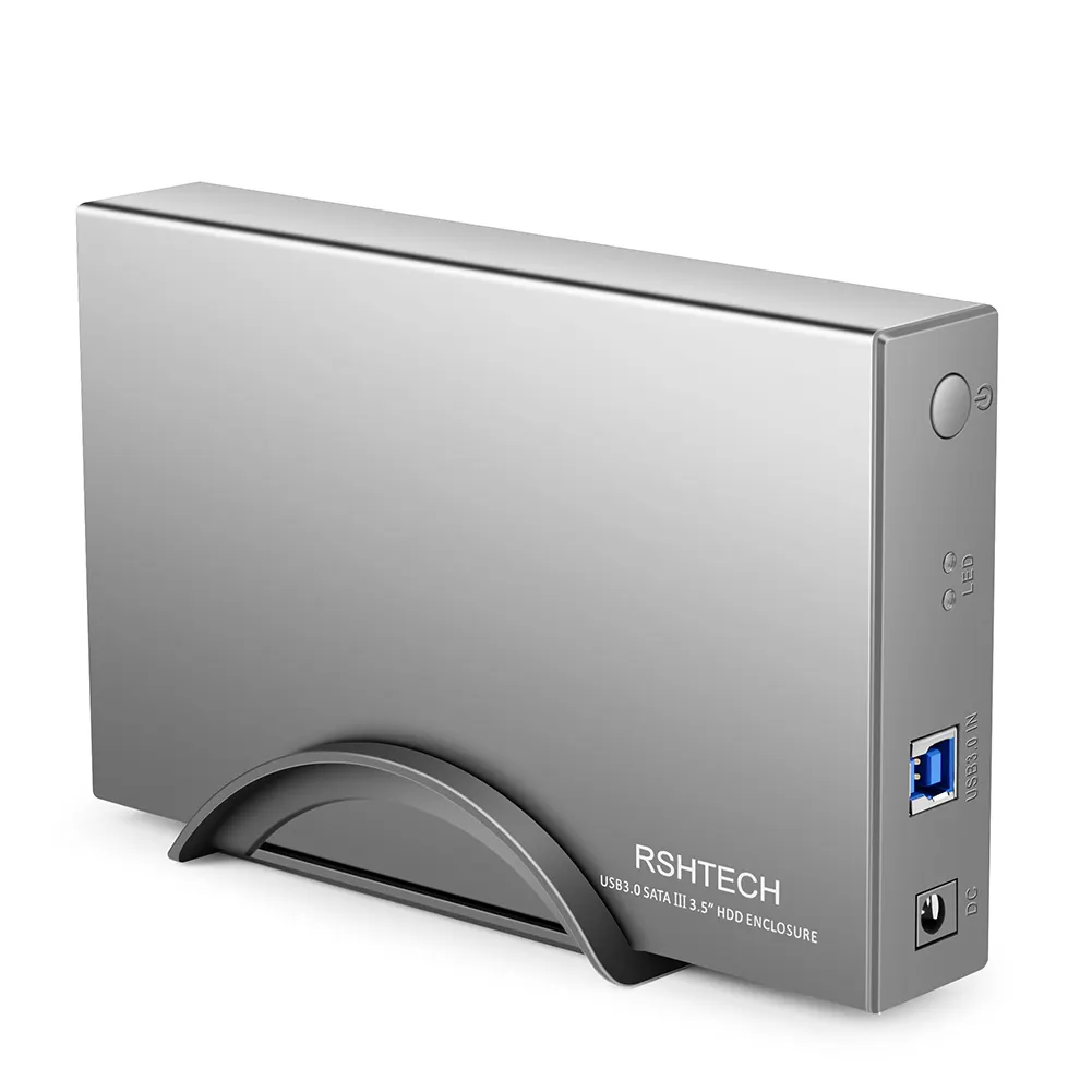 RSHTECH Hard Drive Disk Case with 12V/2A Power Supply 16TB HDD Enclosure 3.5 Inch USB 3.0 SATA III Hard Drive Enclosure
