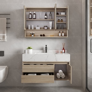 Mueble de Baño de Madera Maciza de Lujo con Espejo LED y Lavabo de Cerámica, Diseño Ecológico para Hoteles y Apartamentos - Product Image 4