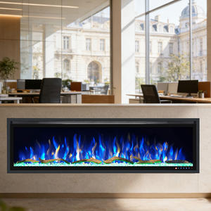 <span class=keywords><strong>Cheminée</strong></span> électrique avec effet de bûches artificielles, LED intégrées, design moderne, avec fonction de <span class=keywords><strong>chauffage</strong></span> pour la décoration de bureau - Product Image 1