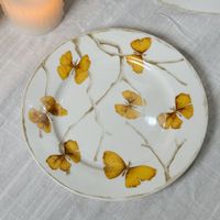 Ensemble tasse à café et assiette papillon rétro européen Ensemble d'assiettes à dîner décoratives de table pour événement de mariage