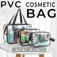 Sacs cosmétiques en PVC transparent imperméables, multi-usages, organiseur de maquillage, trousse de toilette avec poignée, vente en gros pour les voyages