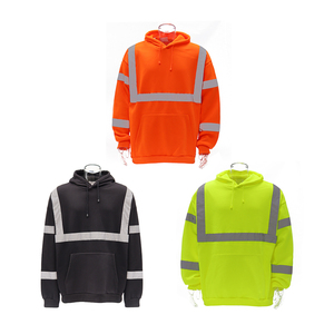 Veste de sécurité fluorescente haute visibilité imperméable avec logo personnalisé, capuche réfléchissante, pull en polyester - Product Image 4