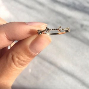 <span class=keywords><strong>Anello</strong></span> Sottile in Oro 14K con Cristallo di <span class=keywords><strong>Ametista</strong></span> e Diamante, <span class=keywords><strong>Anello</strong></span> con Cluster di Diamanti - Product Image 5