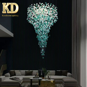 Lampadario Grande in <span class=keywords><strong>Vetro</strong></span> Personalizzato con Pietre Colorate Sospese per Sale Espositive e Hall di Hotel - Product Image 1